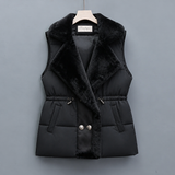Women's Padded Gilet with Plush Collar & Cinched Waist — view 2