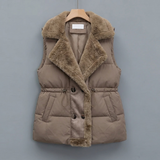 Women's Padded Gilet with Plush Collar & Cinched Waist — view 4