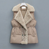 Women's Padded Gilet with Plush Collar & Cinched Waist — view 1