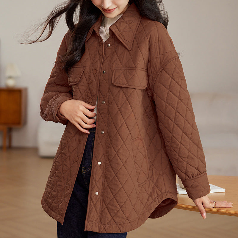 Tamsin | Women's Diamond-Quilted Longline Jacket — view 3