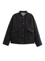 Sable | Women's Oversized Quilted Jacket with Leopard Lining — view 2