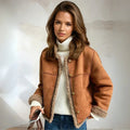 Elspeth | Women's Cropped Faux Shearling Button-Front Jacket — view 1