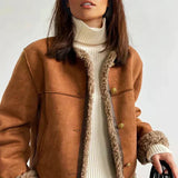 Elspeth | Women's Cropped Faux Shearling Button-Front Jacket — view 3