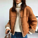 Elspeth | Women's Cropped Faux Shearling Button-Front Jacket — view 5