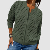 Évarine | Women's Hollow-Knit Zip-Up Cardigan — view 3