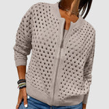 Évarine | Women's Hollow-Knit Zip-Up Cardigan — view 4