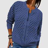 Évarine | Women's Hollow-Knit Zip-Up Cardigan — view 5