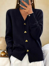 Évabelle | Women's Heart-Button Knit Cardigan — view 1