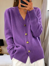 Évabelle | Women's Heart-Button Knit Cardigan — view 3