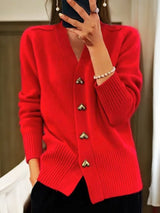 Évabelle | Women's Heart-Button Knit Cardigan — view 4