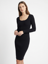 Tamsin | Women's Ribbed Knit Scoop Neck Midi Dress — view 3