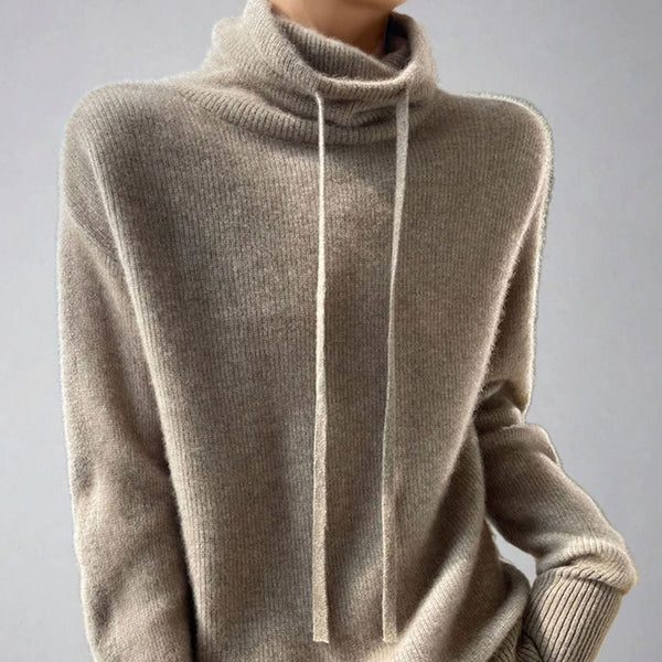 Florence | Women's Slouchy Drawstring Turtleneck Knit Jumper | Winter — view 1