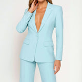 Ave | Women's Tailored Wide-Leg Blazer & Trouser Two-Piece Suit Set — view 3