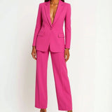 Ave | Women's Tailored Wide-Leg Blazer & Trouser Two-Piece Suit Set — view 6