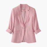 Calista | Women's Lightweight Linen-Blend 3/4-Sleeve Blazer — view 1