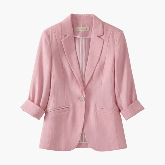 Calista | Women's Lightweight Linen-Blend 3/4-Sleeve Blazer — view 1
