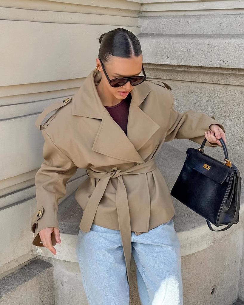 Esméline | Women's Belted Double-Breasted Trench Coat — view 2