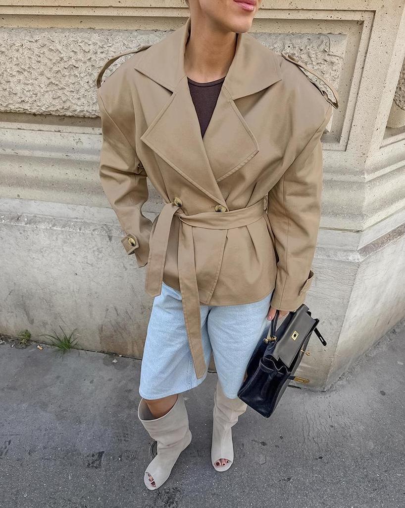 Esméline | Women's Belted Double-Breasted Trench Coat — view 3