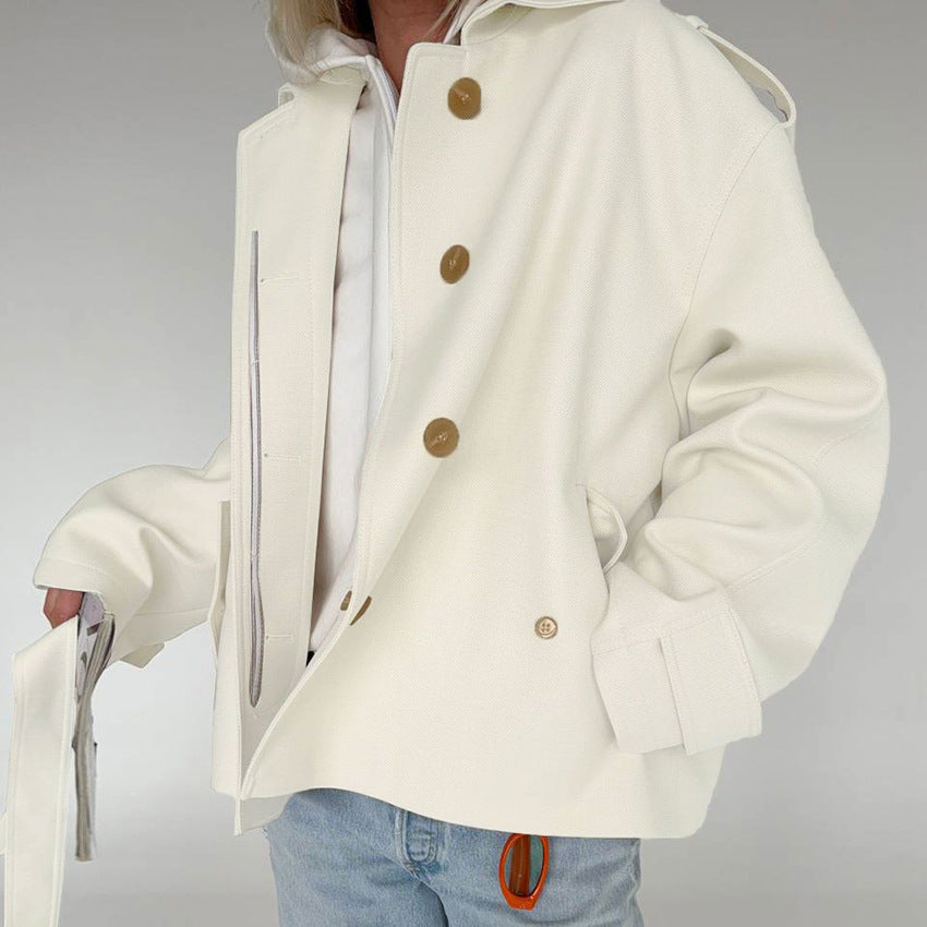 Tamsin | Women's Belted Peplum Trench Coat — view 2