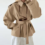Tamsin | Women's Belted Peplum Trench Coat — view 4