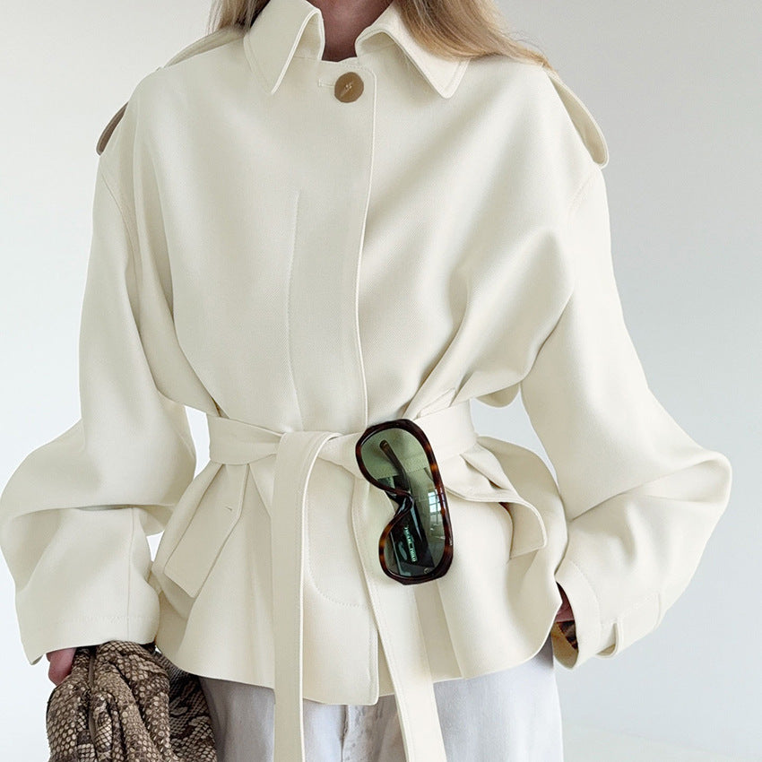 Tamsin | Women's Belted Peplum Trench Coat — view 1