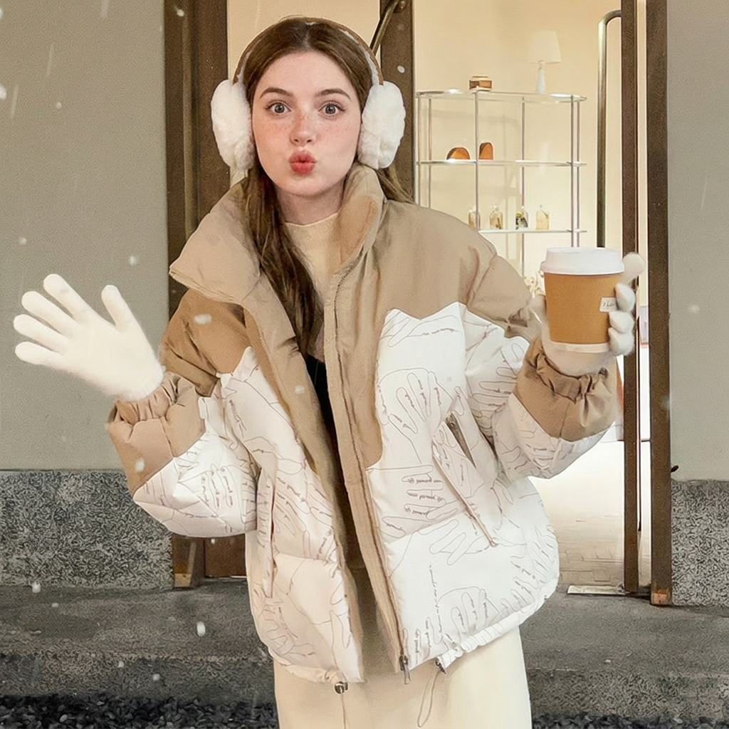Marlowe | Women's Two-Tone Puffer Jacket with Stand Collar — view 3