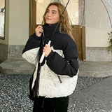 Marlowe | Women's Two-Tone Puffer Jacket with Stand Collar — view 5
