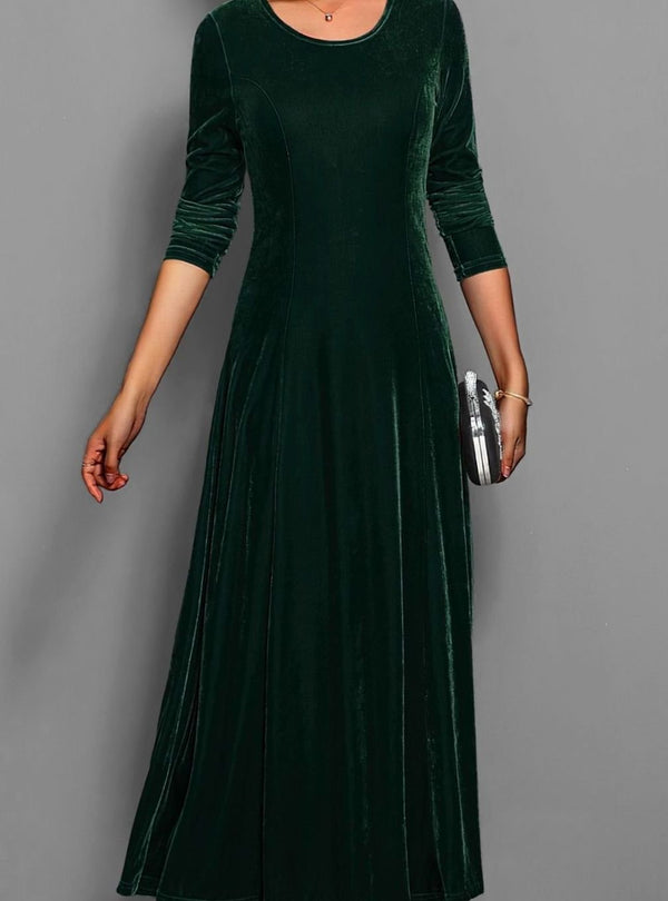 Seraphine | Women's Velvet Long Sleeve A-Line Maxi Dress — view 1