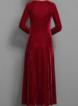 Seraphine | Women's Velvet Long Sleeve A-Line Maxi Dress — view 9