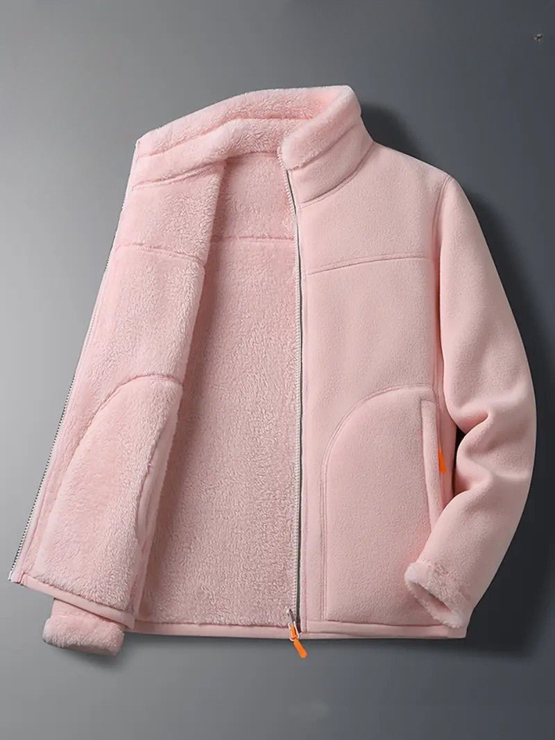 Delyth | Women's Reversible Fluffy Winter Jacket with Stand Collar — view 2