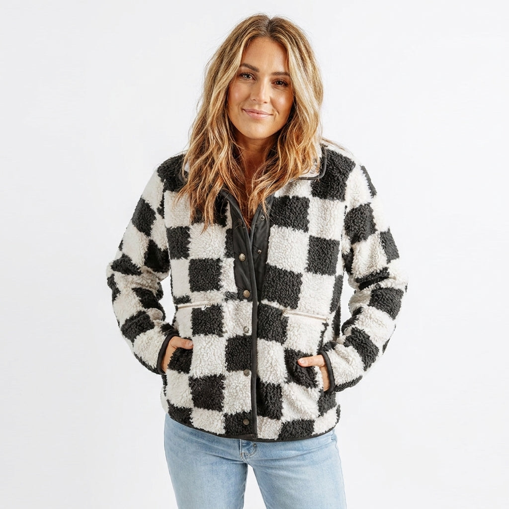 Matilda | Women's Checkerboard Textured Winter Jacket — view 2