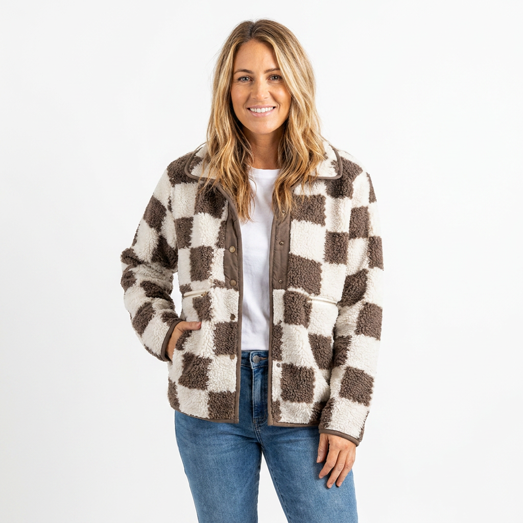 Matilda | Women's Checkerboard Textured Winter Jacket — view 3