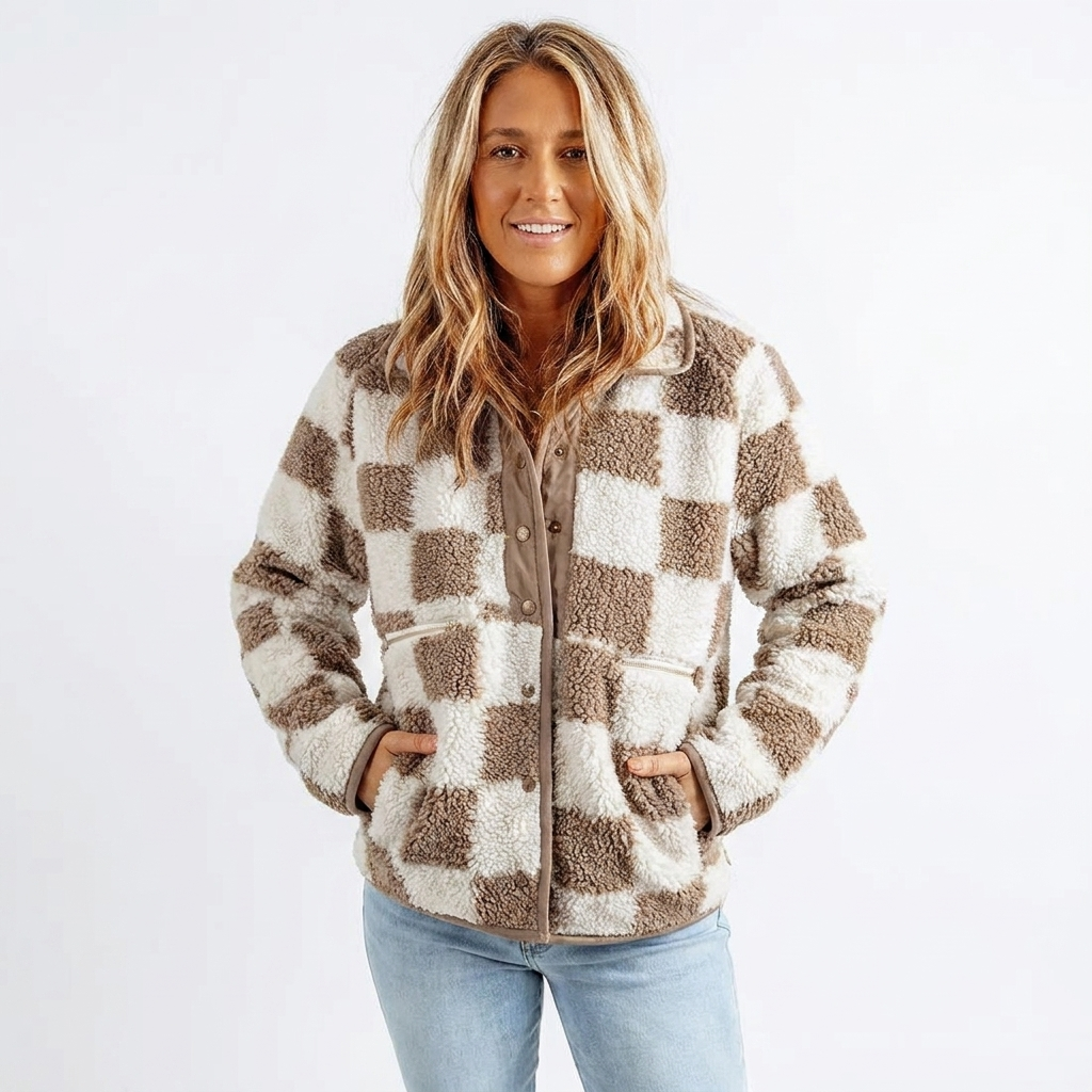 Matilda | Women's Checkerboard Textured Winter Jacket — view 1