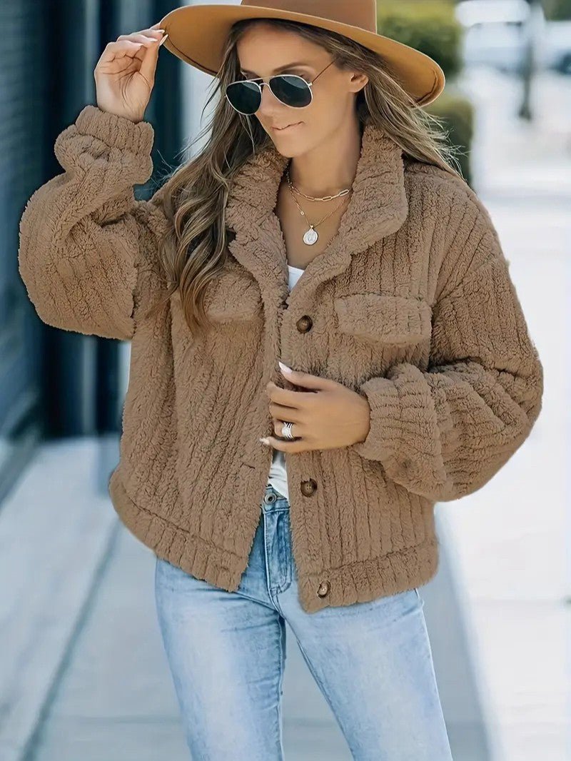 Women's Textured Button-Up Winter Jacket — view 3