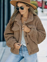 Women's Textured Button-Up Winter Jacket — view 5
