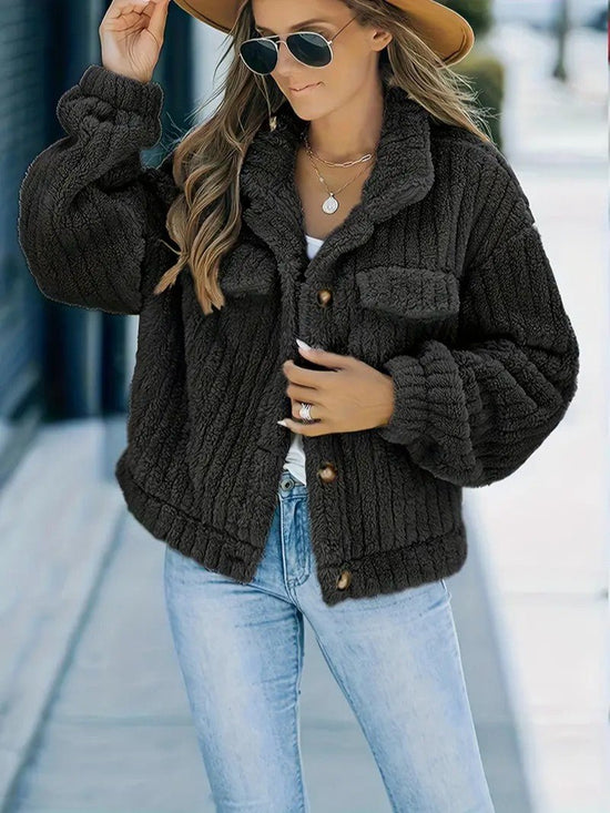 Women's Textured Button-Up Winter Jacket — view 1