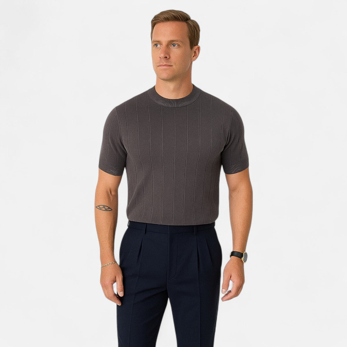 Men's Short Sleeve Summer Polo – Old Money Style — Grey