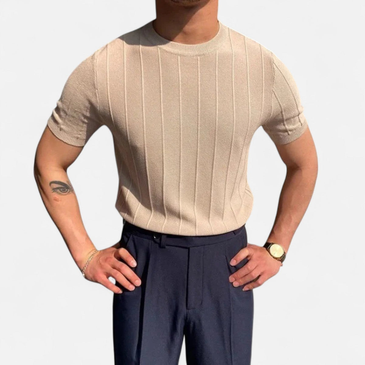 Men's Short Sleeve Summer Polo – Old Money Style — Beige