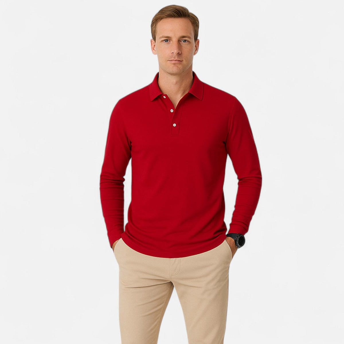 Men's Long Sleeve Polo – Casual Everyday Style — product view