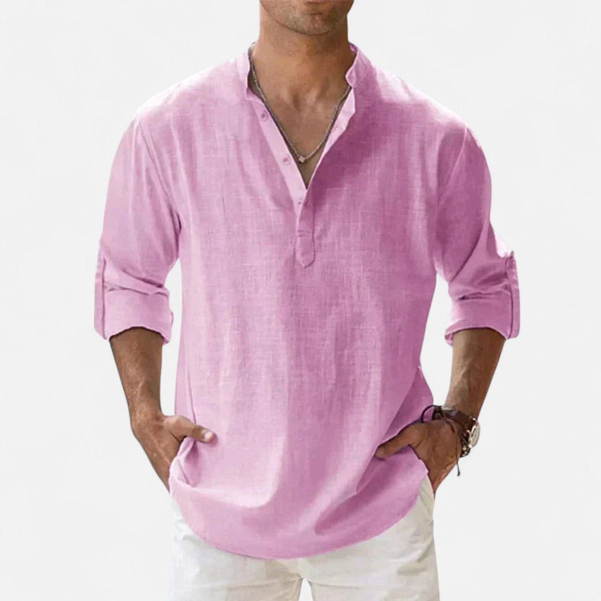 Men's Lightweight Long Sleeve Shirt — Powder Pink