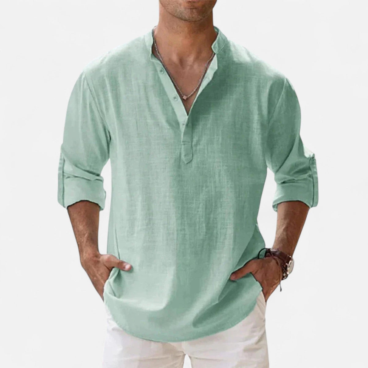 Men's Lightweight Long Sleeve Shirt — Sea Green