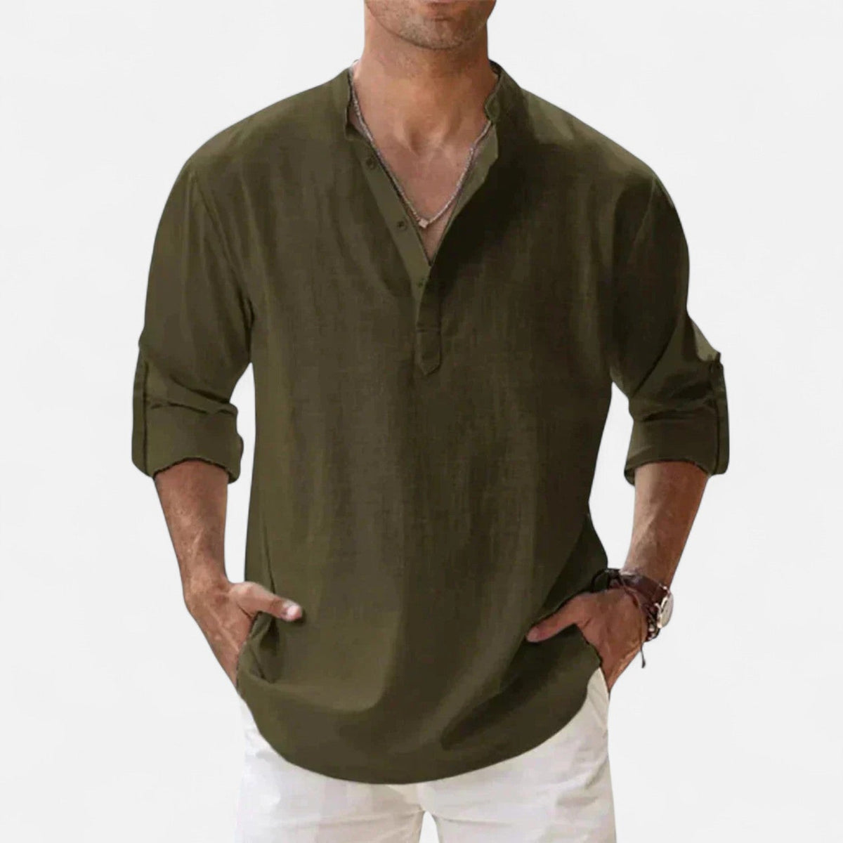 Men's Lightweight Long Sleeve Shirt — Dark Green