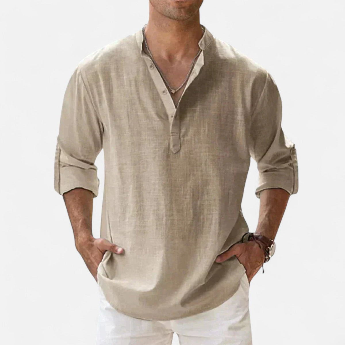 Men's Lightweight Long Sleeve Shirt — Khaki