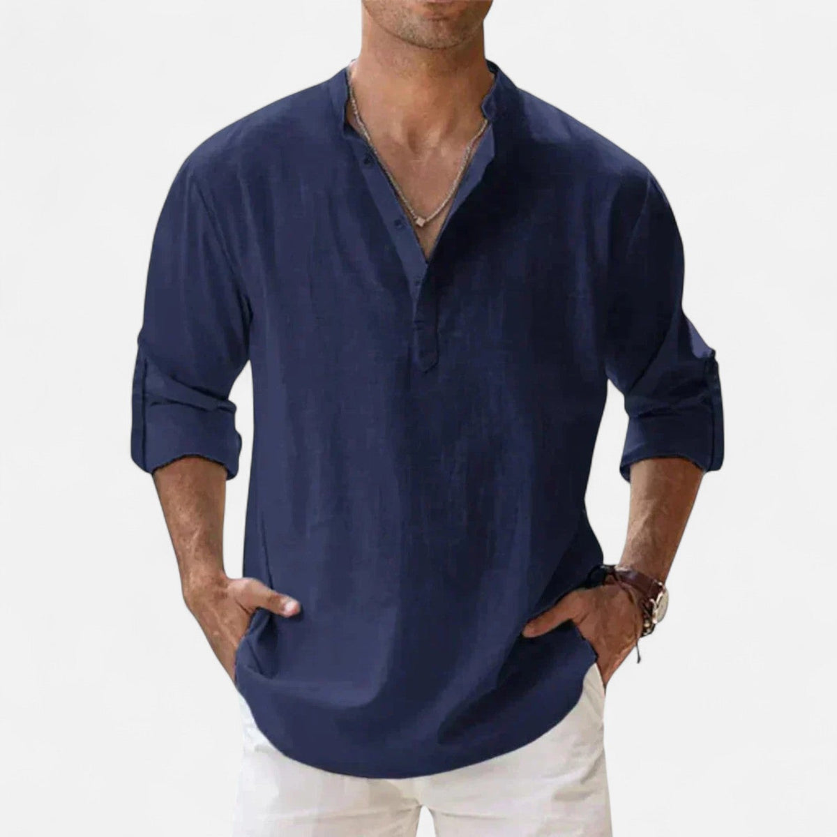 Men's Lightweight Long Sleeve Shirt — Navy Blue