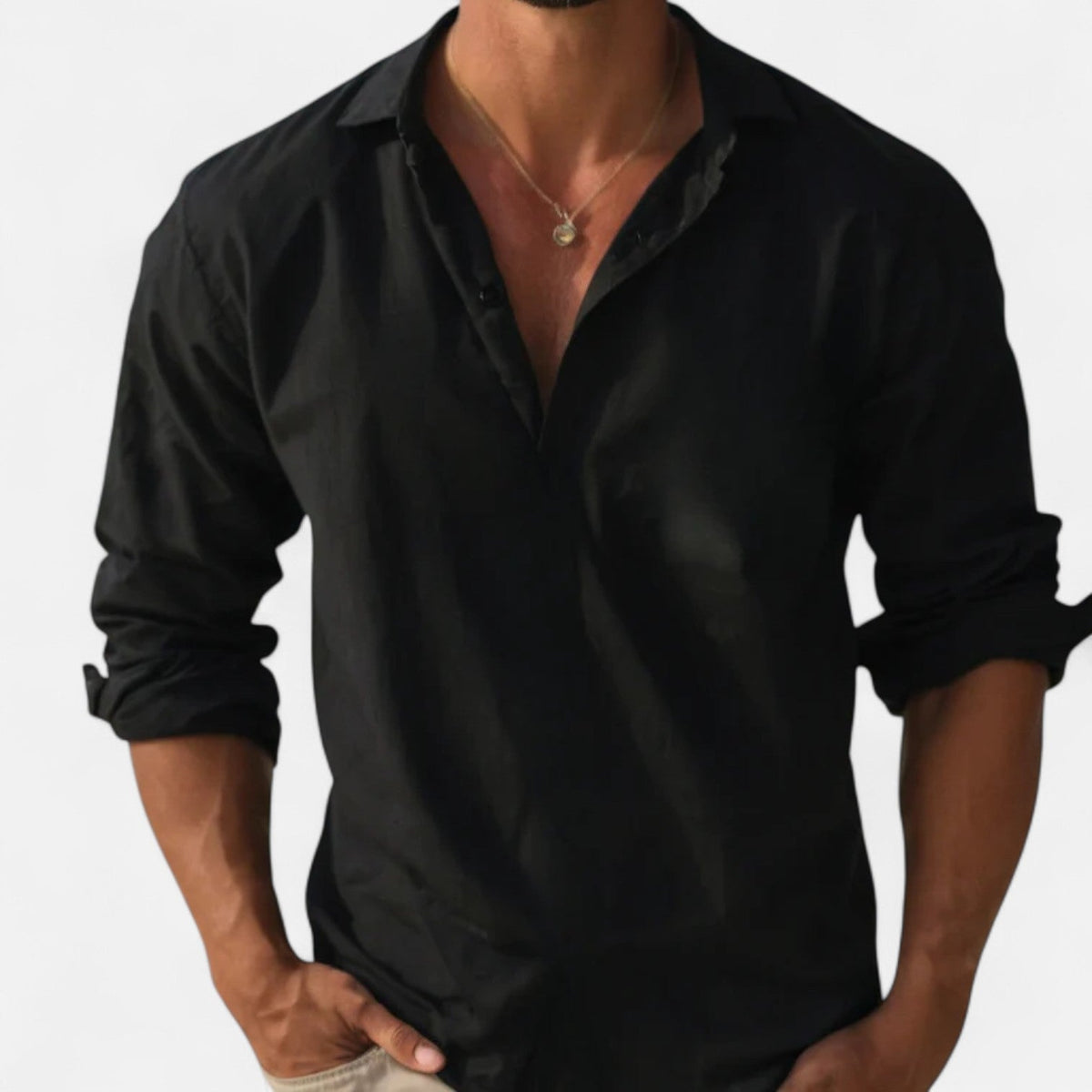Men's Lightweight Long Sleeve Shirt — Black