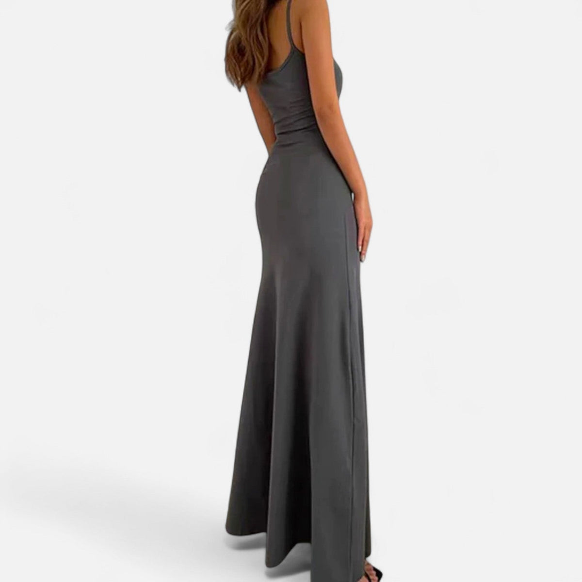 Gray Long Fitted Dress for Women – Sculpting Elegance for Summer — product view