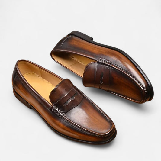 Men's Penny Loafers – Black Elegance Slip-On for Office & Occasions — Brown