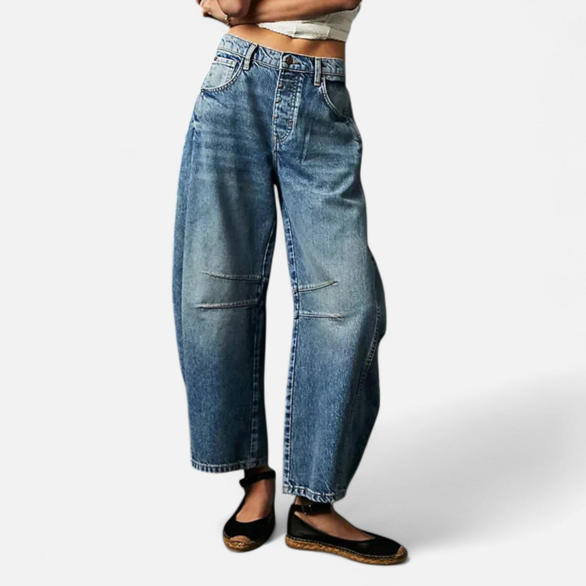 Jean Woman Loose Comfort Wide Cut — Blue