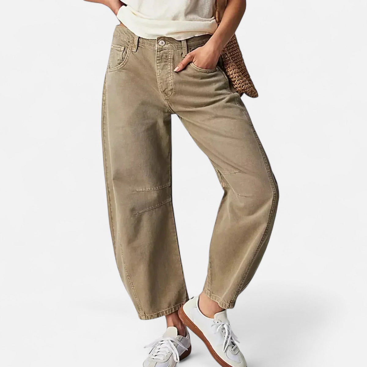 Jean Woman Loose Comfort Wide Cut — Khaki