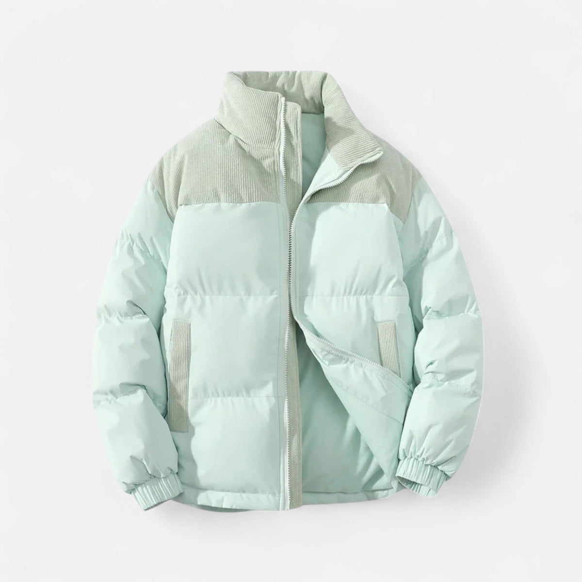 Men's Quilted Insulating Down Jacket Timeless Elegance — Light Green